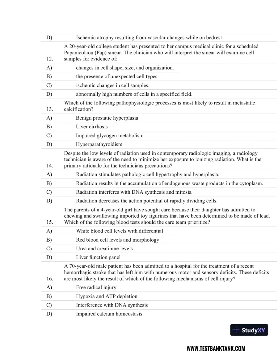 Rubin's Pathology: Clinicopathologic Foundations of Medicine Seventh Edition Test Bank, page 4