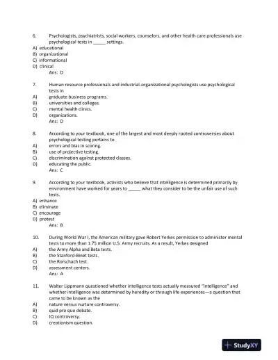 Foundations of Psychological Testing: A Practical Approach Fourth Edition Test Bank - Page 10 preview image