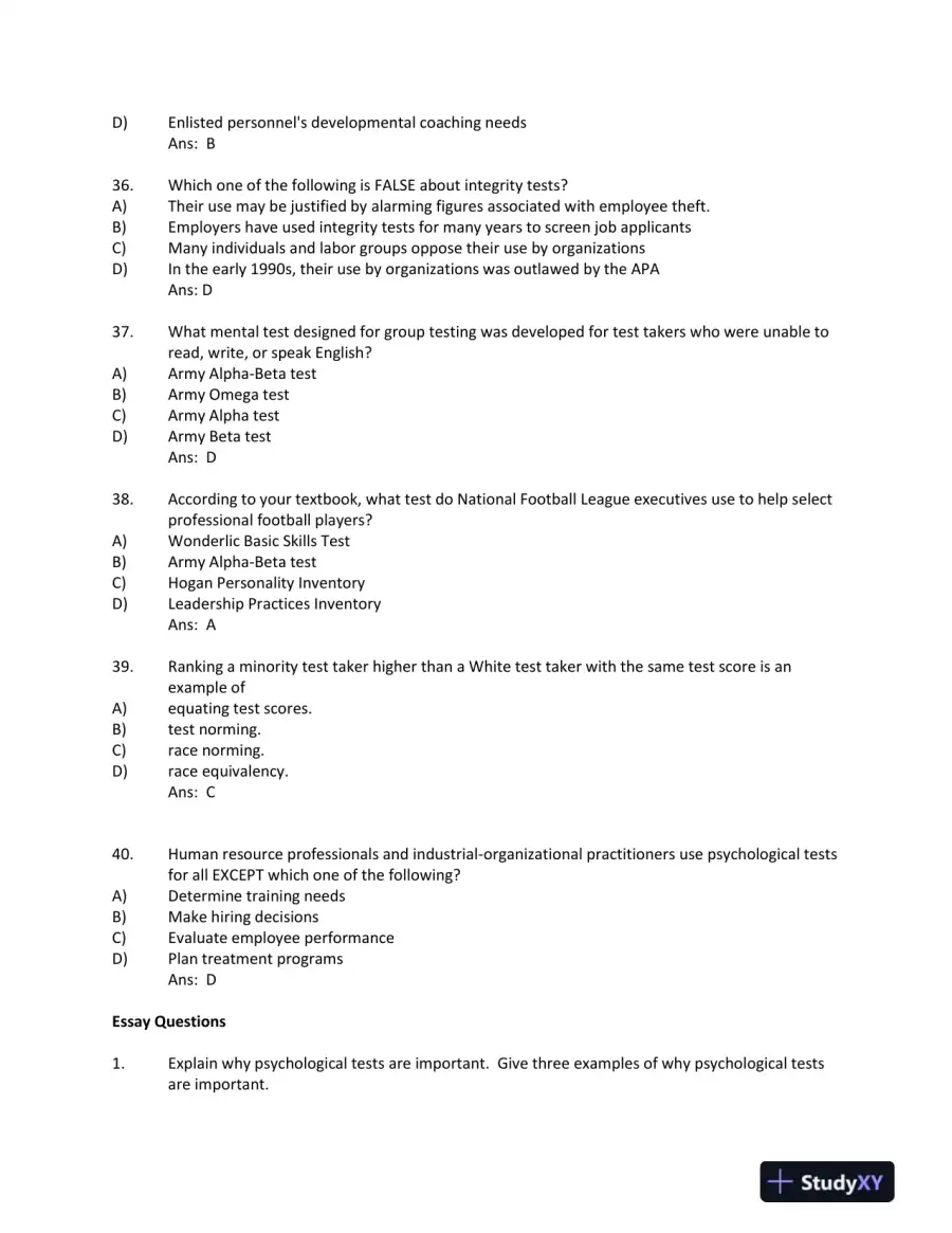 Foundations of Psychological Testing: A Practical Approach Fourth Edition Test Bank, page 15
