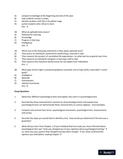 Foundations of Psychological Testing: A Practical Approach Fourth Edition Test Bank - Page 8 preview image
