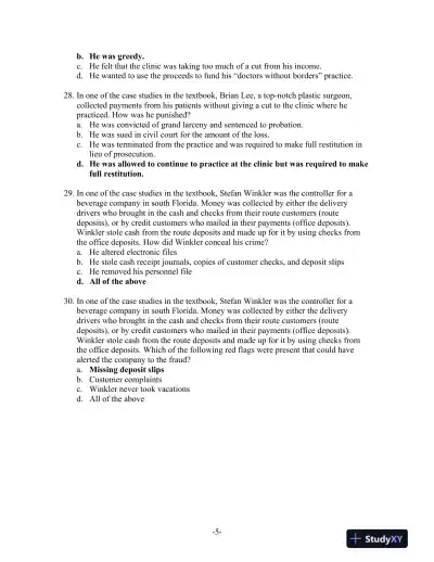 Principles of Fraud Examination 4th Edition Test Bank - Page 11 preview image