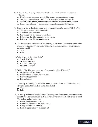 Principles of Fraud Examination 4th Edition Test Bank - Page 3 preview image