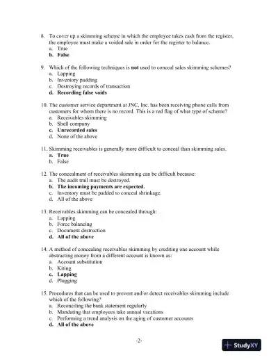 Principles of Fraud Examination 4th Edition Test Bank - Page 8 preview image