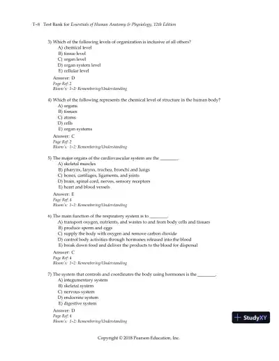 Test Bank for Essentials of Human Anatomy and Physiology, 12th Edition - Page 11 preview image