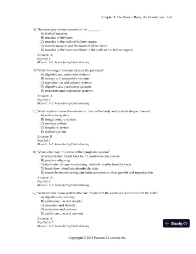 Test Bank for Essentials of Human Anatomy and Physiology, 12th Edition - Page 12 preview image