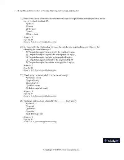 Test Bank for Essentials of Human Anatomy and Physiology, 12th Edition - Page 15 preview image