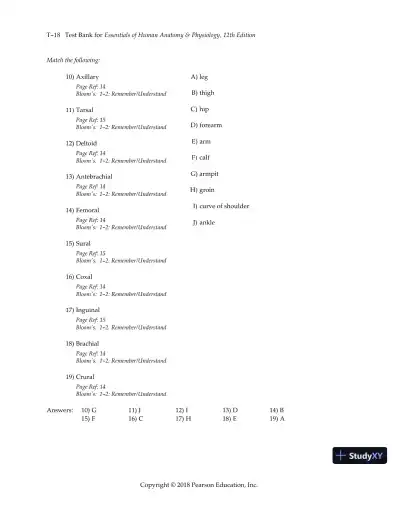 Test Bank for Essentials of Human Anatomy and Physiology, 12th Edition - Page 21 preview image