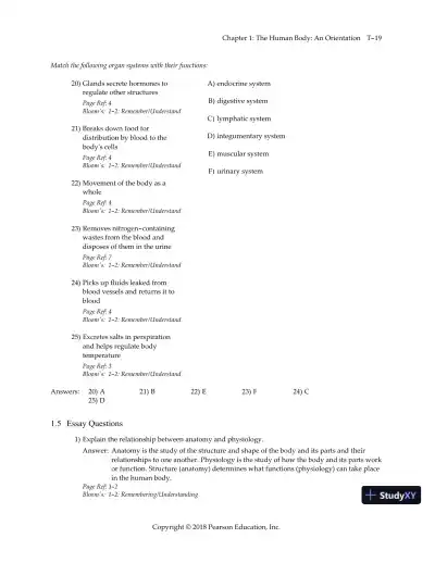 Test Bank for Essentials of Human Anatomy and Physiology, 12th Edition - Page 22 preview image