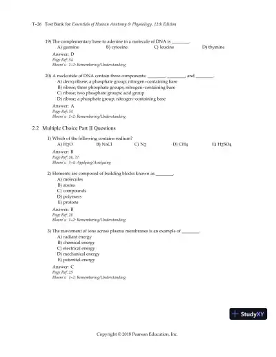 Test Bank for Essentials of Human Anatomy and Physiology, 12th Edition - Page 29 preview image