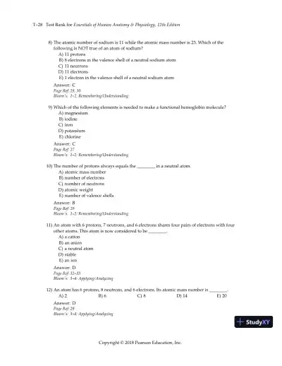 Test Bank for Essentials of Human Anatomy and Physiology, 12th Edition - Page 31 preview image