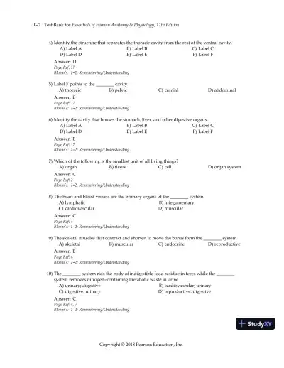 Test Bank for Essentials of Human Anatomy and Physiology, 12th Edition - Page 5 preview image