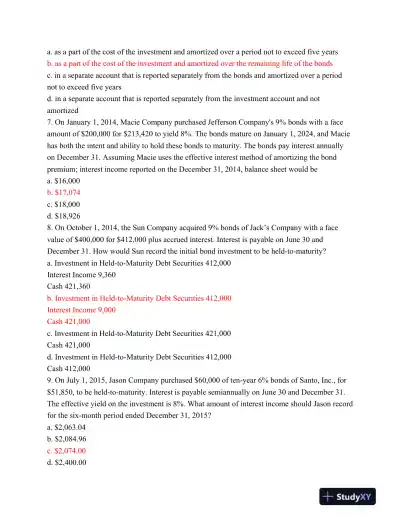 Finance Ch 13 Quiz: Investment and Securities Accounting 2015 - Page 3 preview image