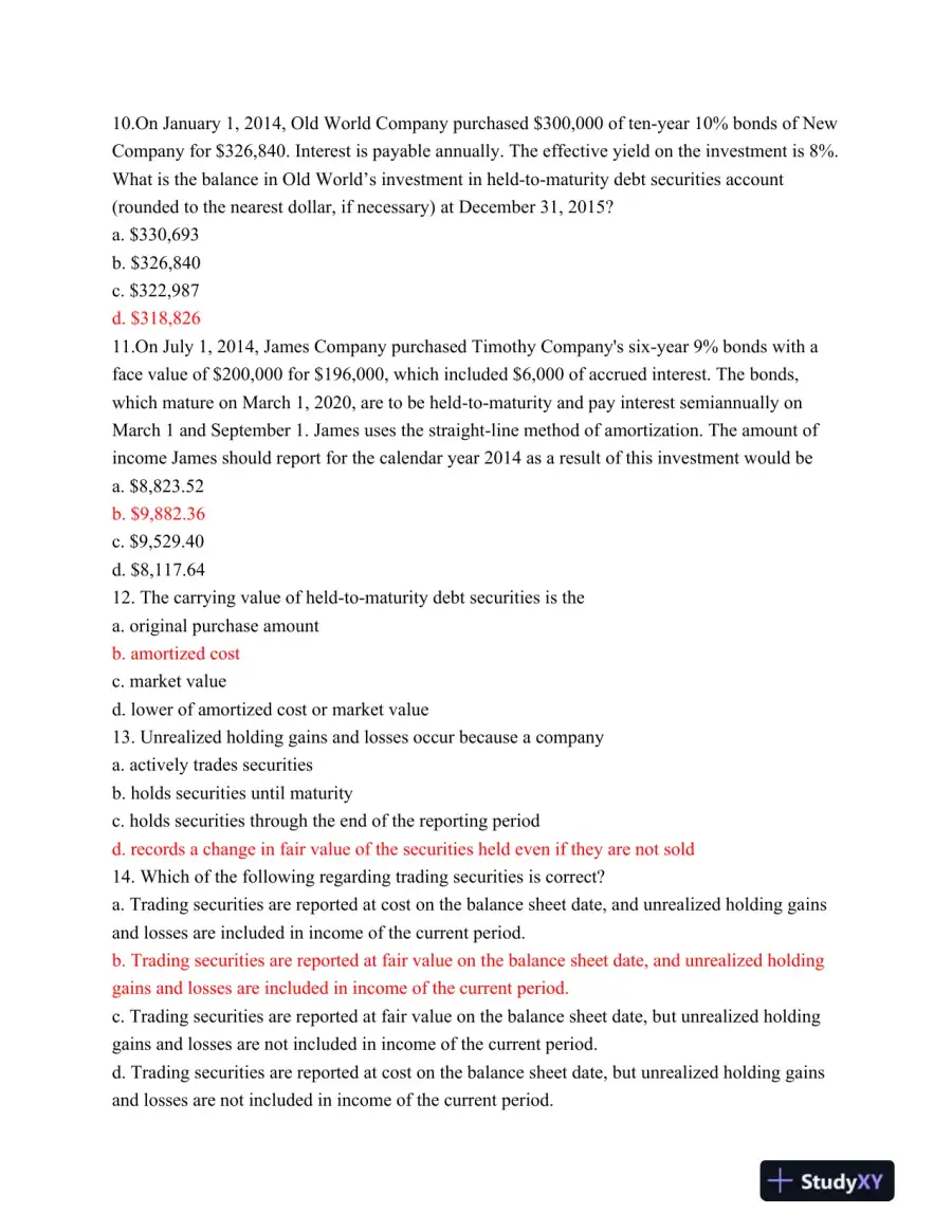 Finance Ch 13 Quiz: Investment and Securities Accounting 2015, page 4