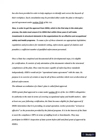 Analysis of OSHA State Plans, Strategic Management, and Workplace Safety Regulations - Page 3 preview image