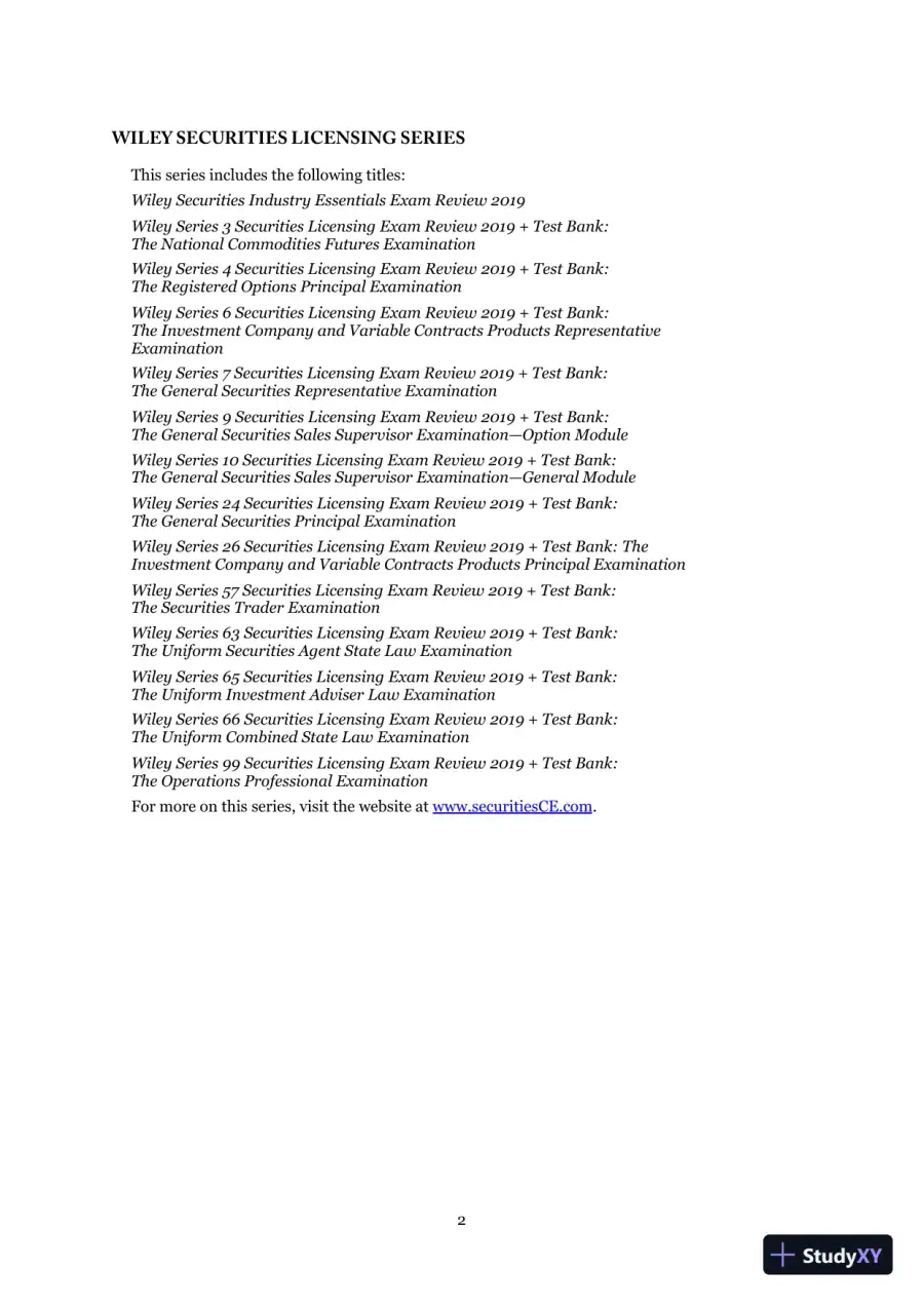 Wiley Finra Series 3 Exam Review (2019), page 3