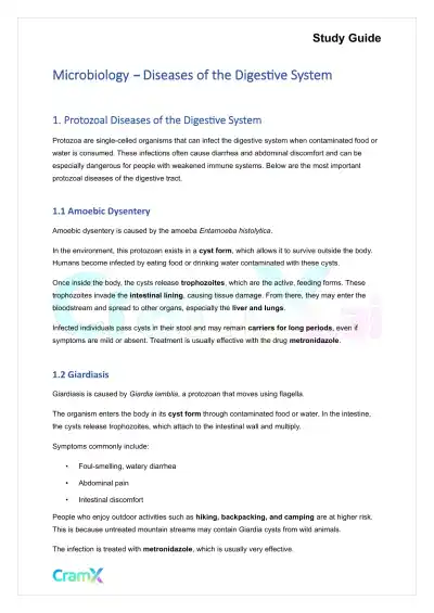 Microbiology - Diseases of the Digestive System - Page 1 preview image