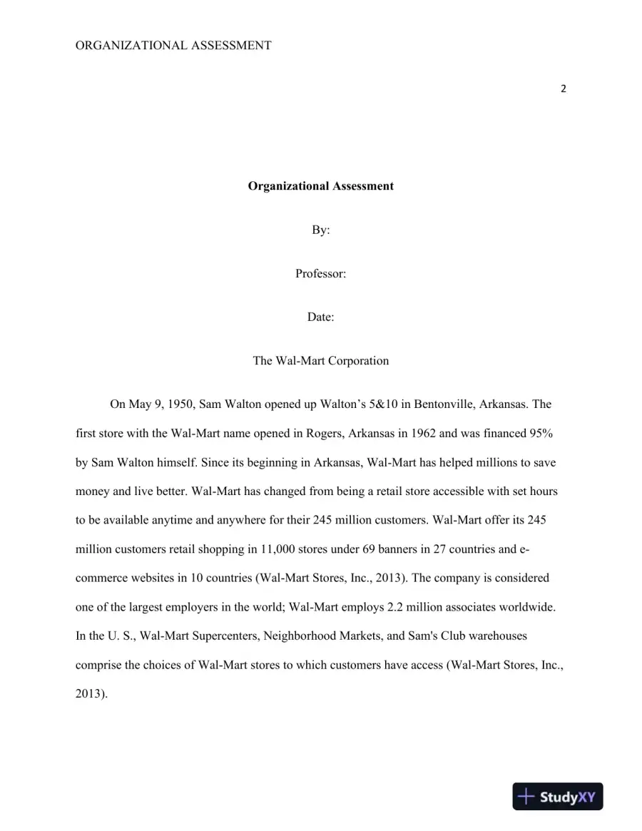 An Analysis of Wal-Mart's Organizational Structure, Mission, Vision, and Strategic Operations, page 3