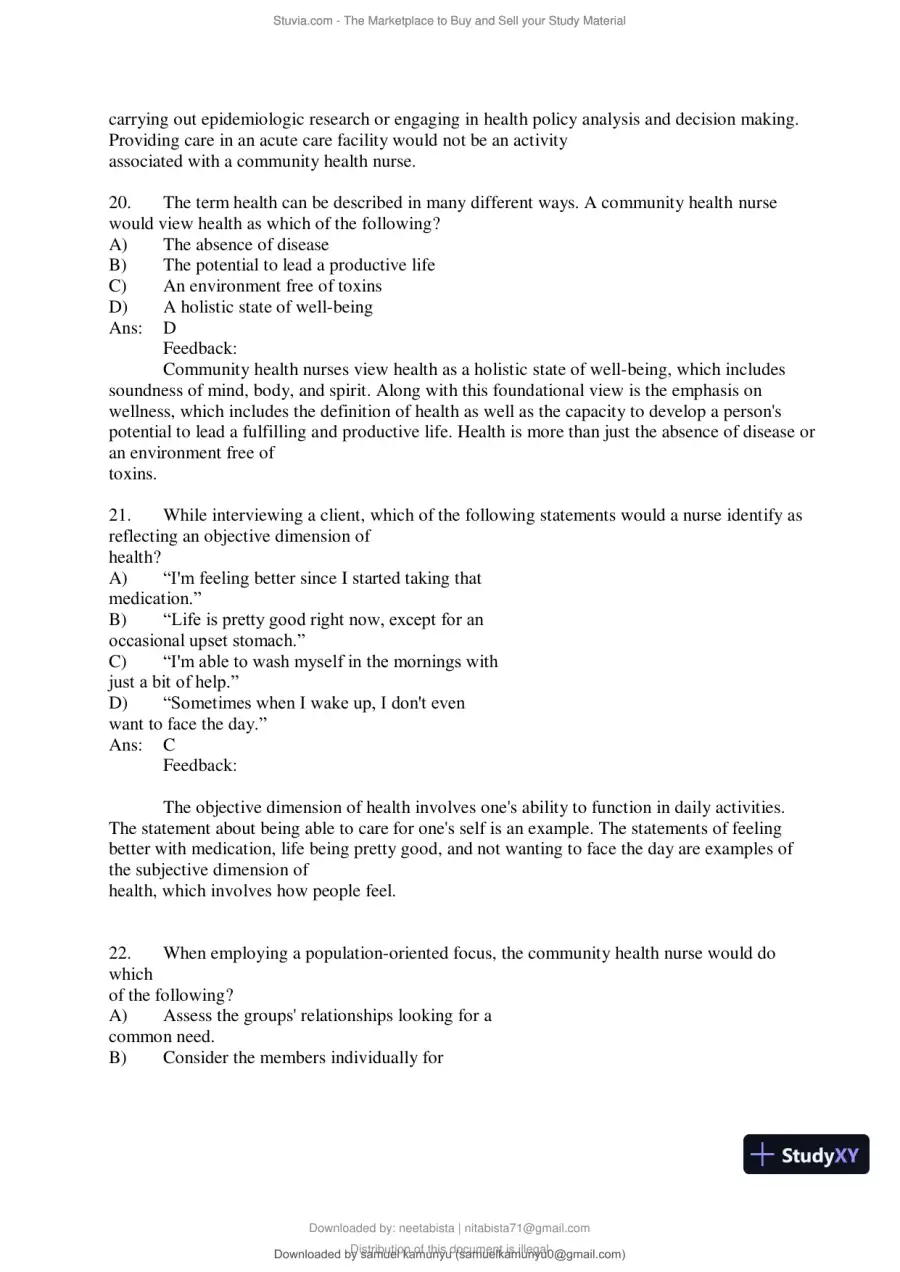 Test Bank for Community and Public Health Nursing, 10th Edition (Chapters 1-30), page 10