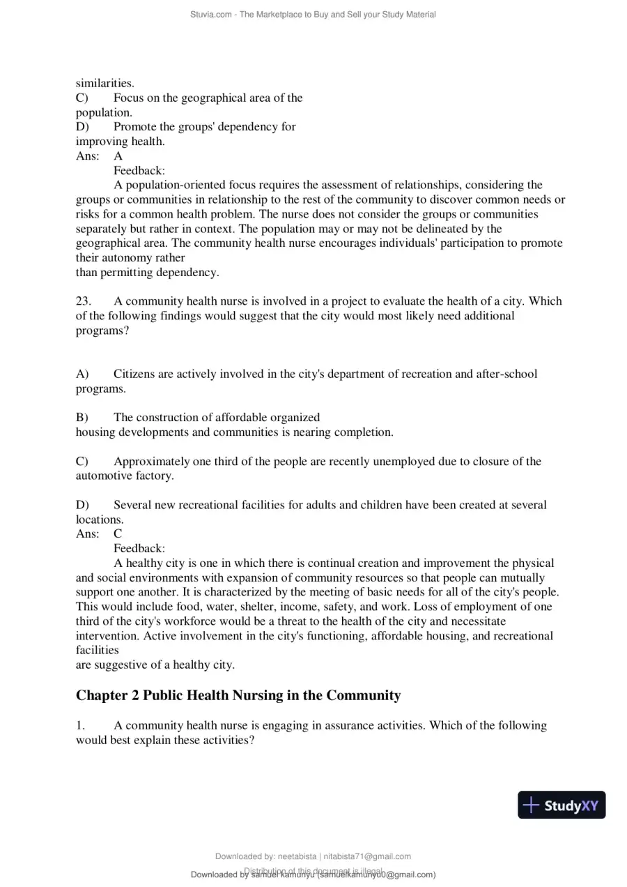 Test Bank for Community and Public Health Nursing, 10th Edition (Chapters 1-30), page 11