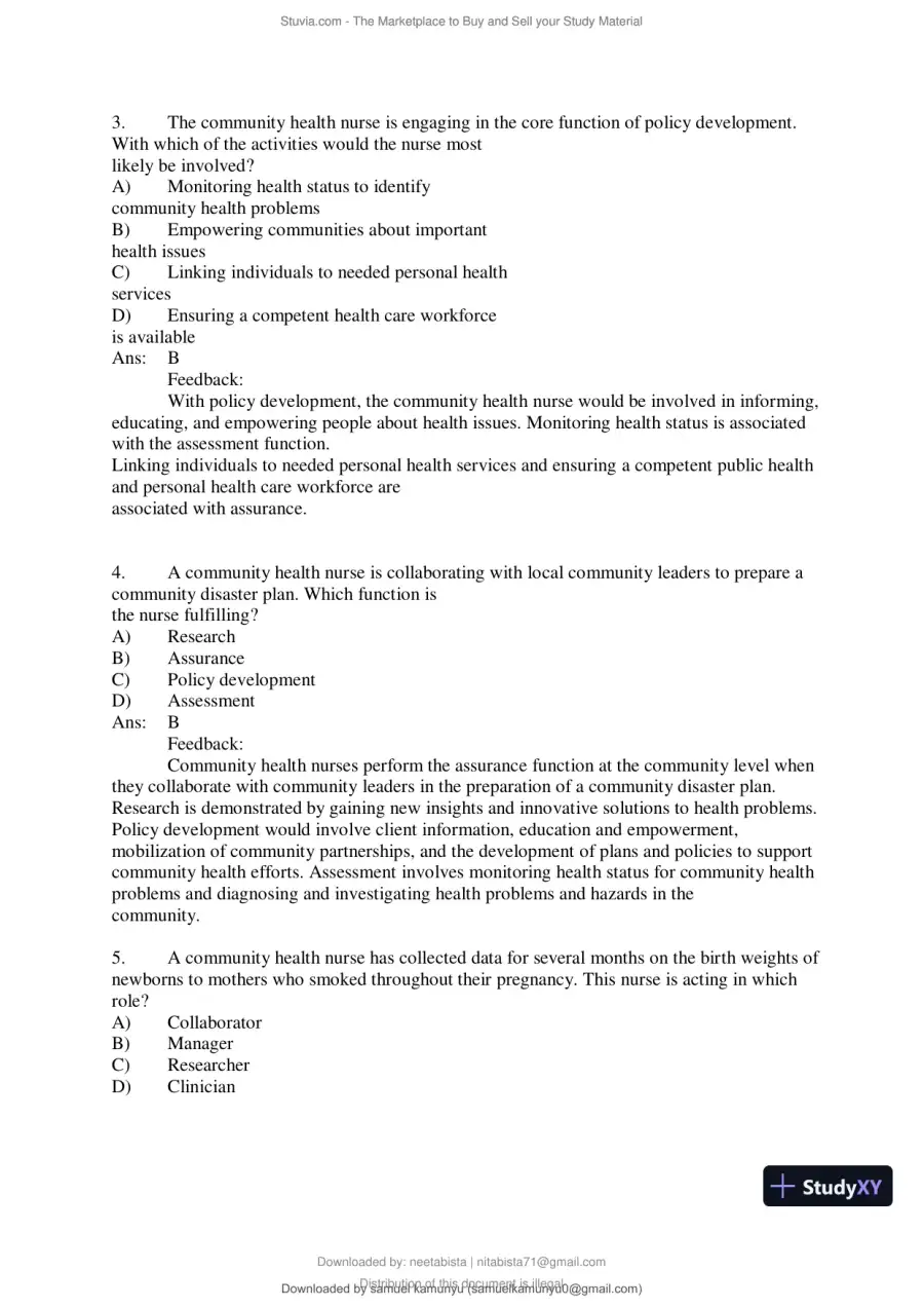 Test Bank for Community and Public Health Nursing, 10th Edition (Chapters 1-30), page 13