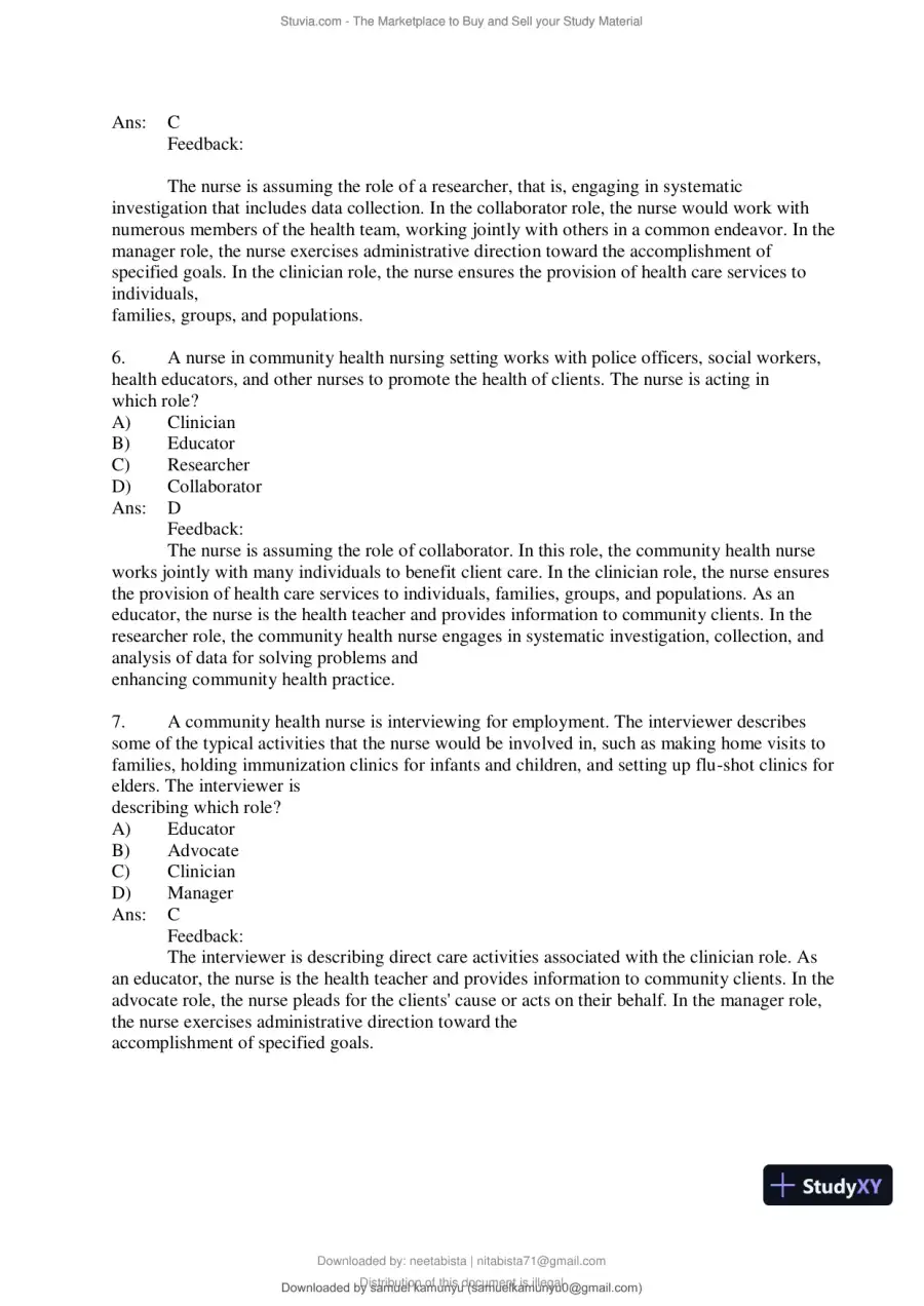 Test Bank for Community and Public Health Nursing, 10th Edition (Chapters 1-30), page 14