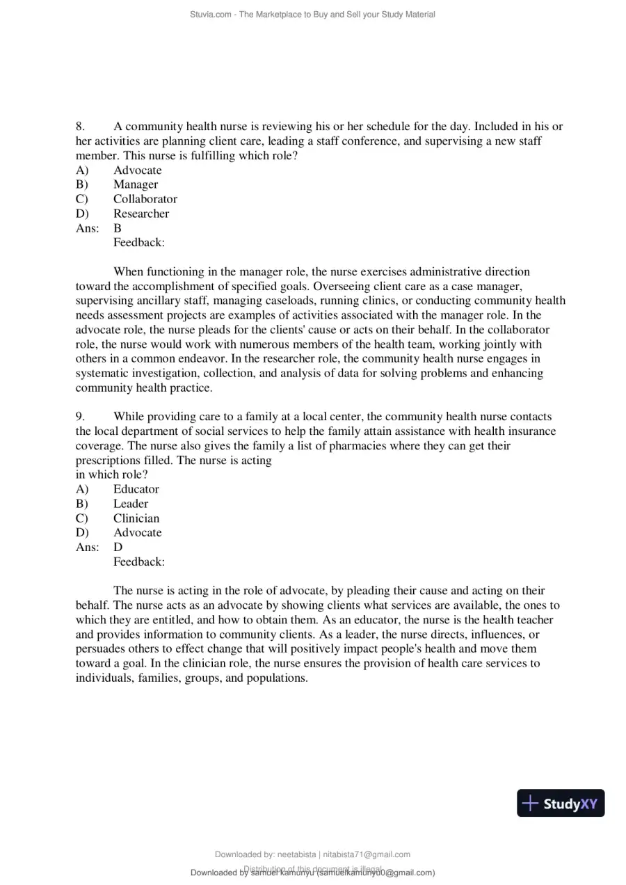 Test Bank for Community and Public Health Nursing, 10th Edition (Chapters 1-30), page 15