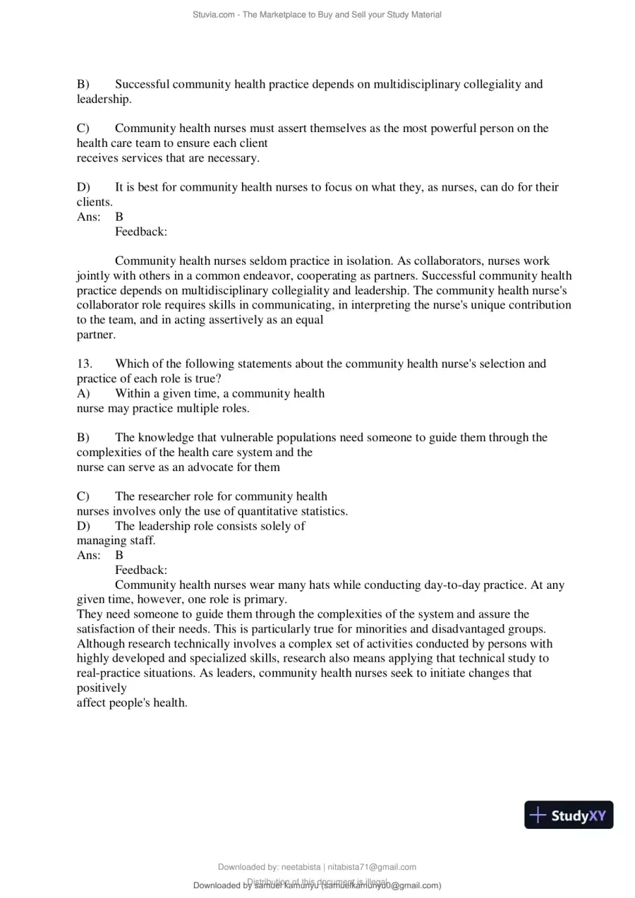 Test Bank for Community and Public Health Nursing, 10th Edition (Chapters 1-30), page 17