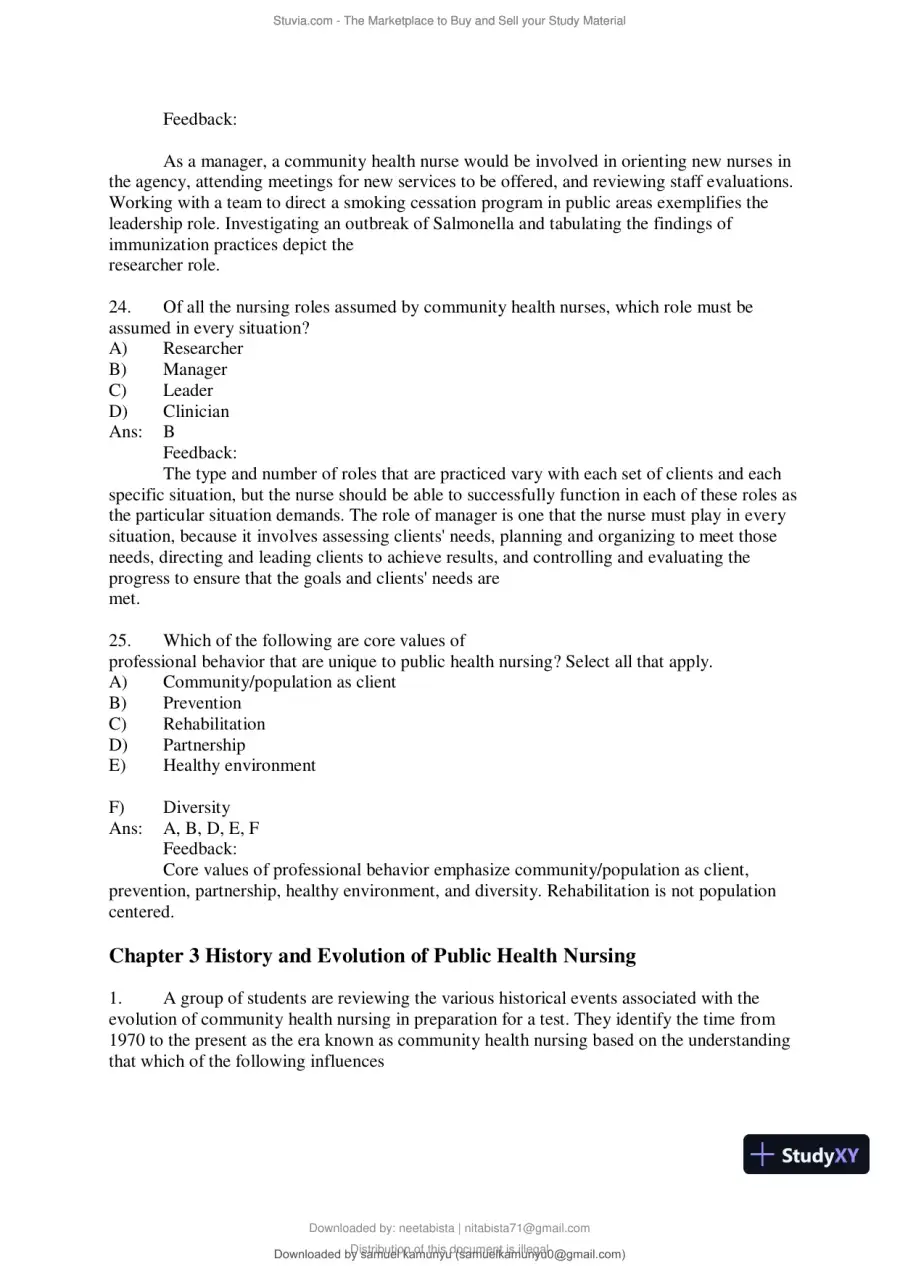 Test Bank for Community and Public Health Nursing, 10th Edition (Chapters 1-30), page 22