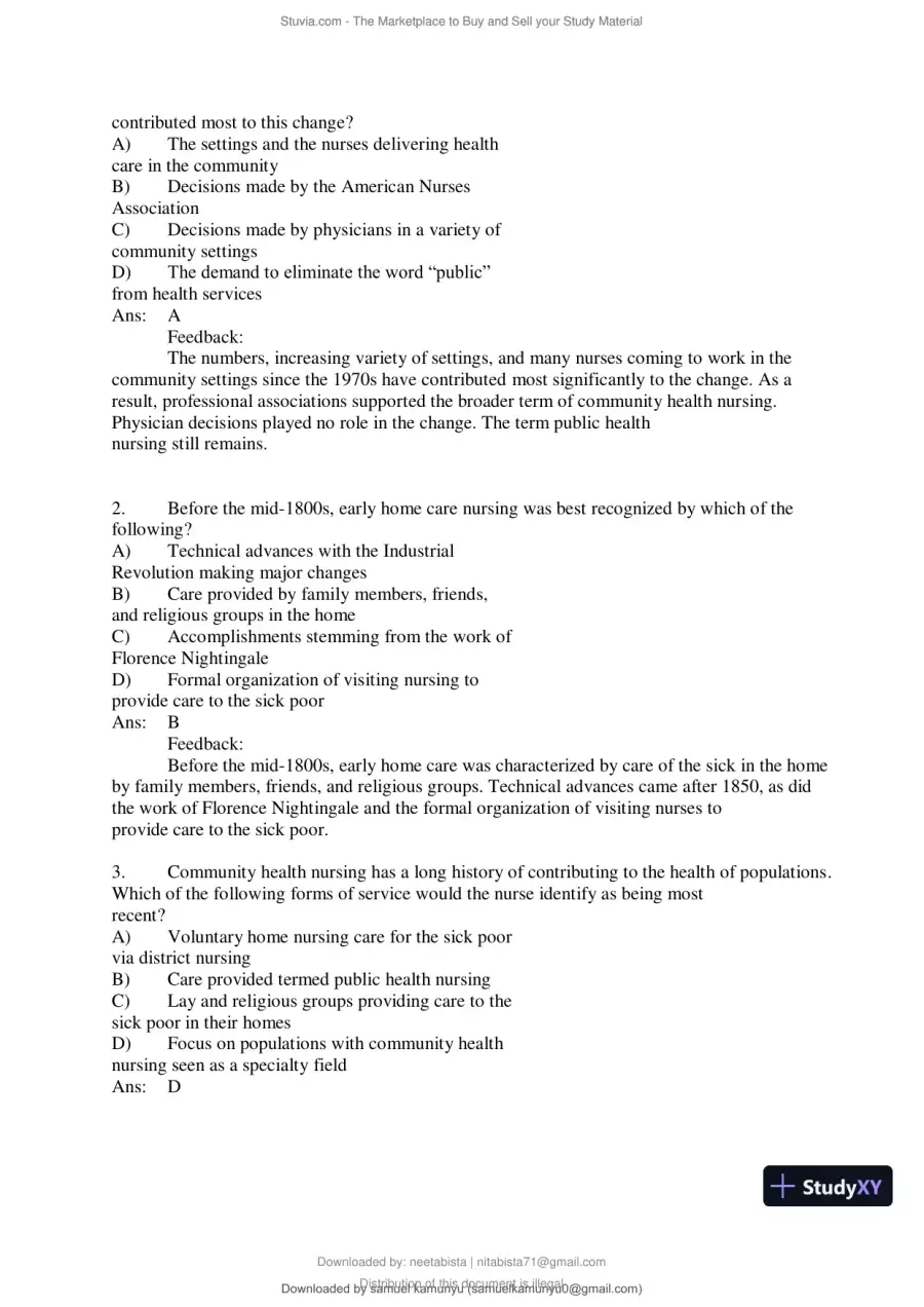 Test Bank for Community and Public Health Nursing, 10th Edition (Chapters 1-30), page 23