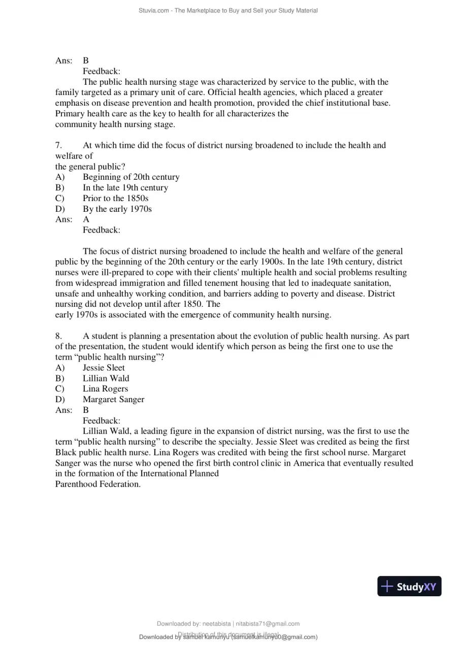 Test Bank for Community and Public Health Nursing, 10th Edition (Chapters 1-30), page 25