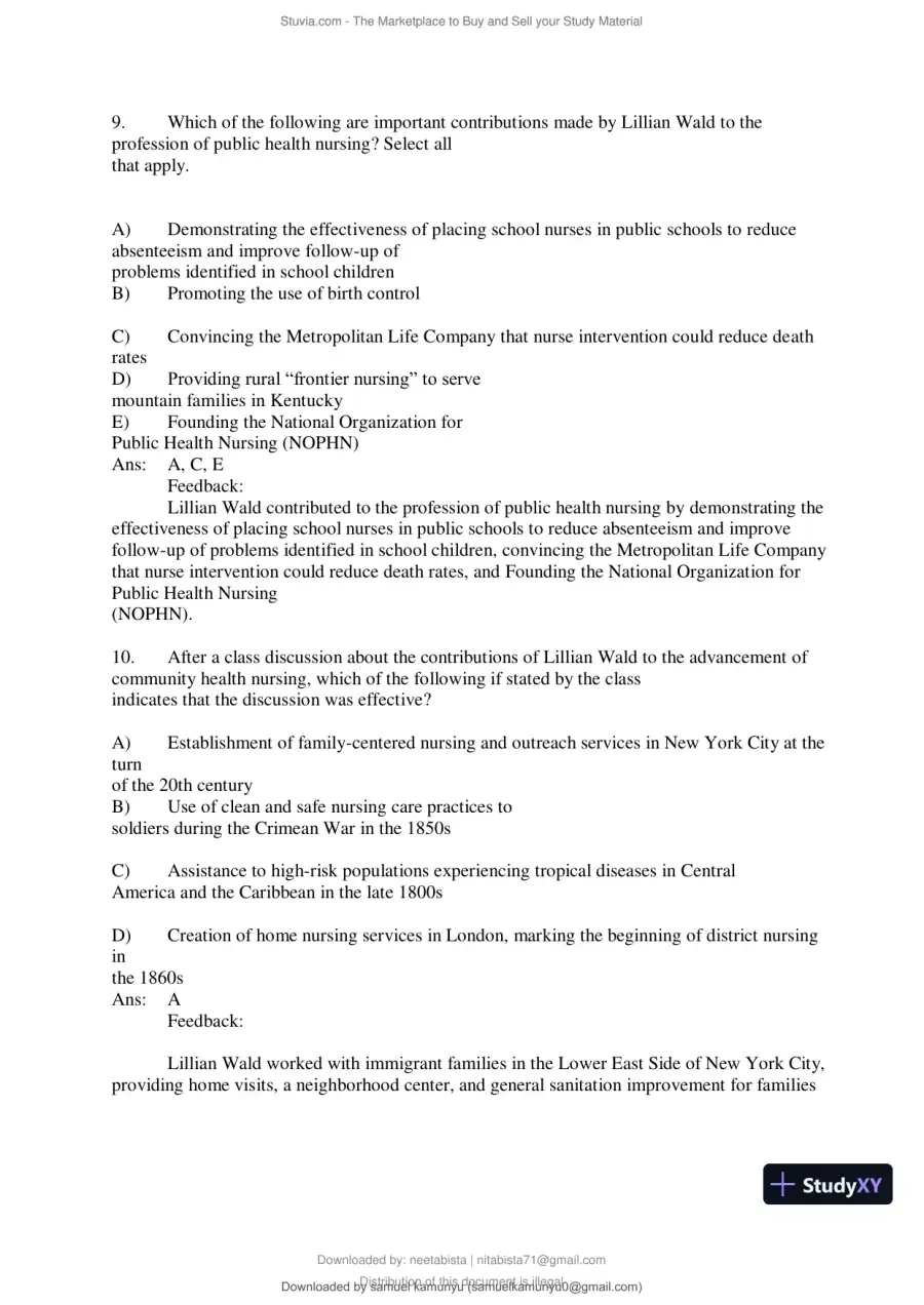 Test Bank for Community and Public Health Nursing, 10th Edition (Chapters 1-30), page 26