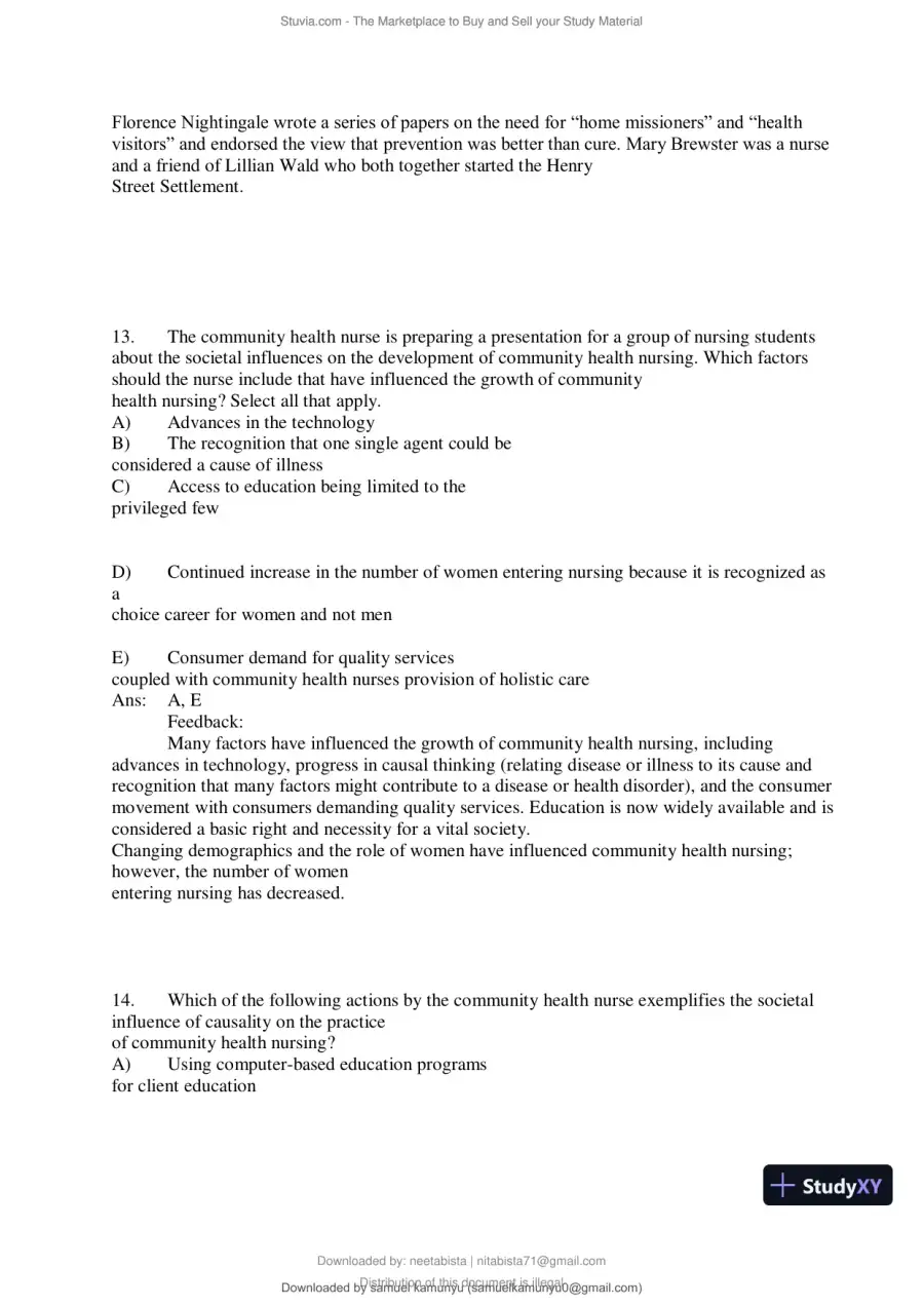Test Bank for Community and Public Health Nursing, 10th Edition (Chapters 1-30), page 28