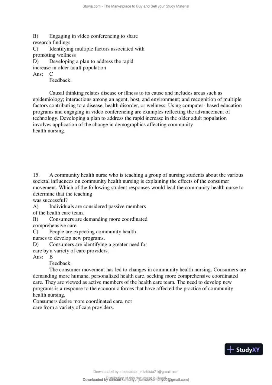 Test Bank for Community and Public Health Nursing, 10th Edition (Chapters 1-30), page 29