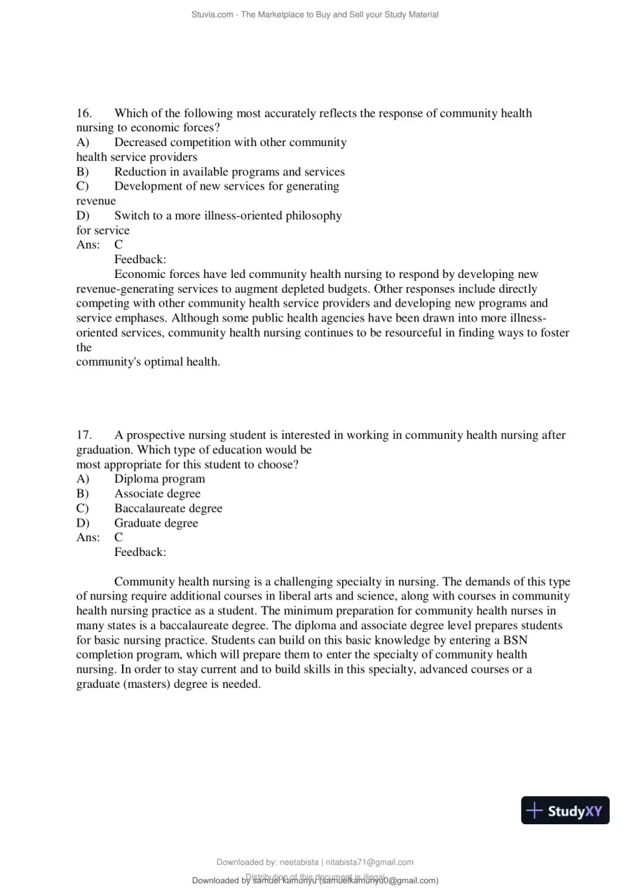 Test Bank for Community and Public Health Nursing, 10th Edition (Chapters 1-30), page 30