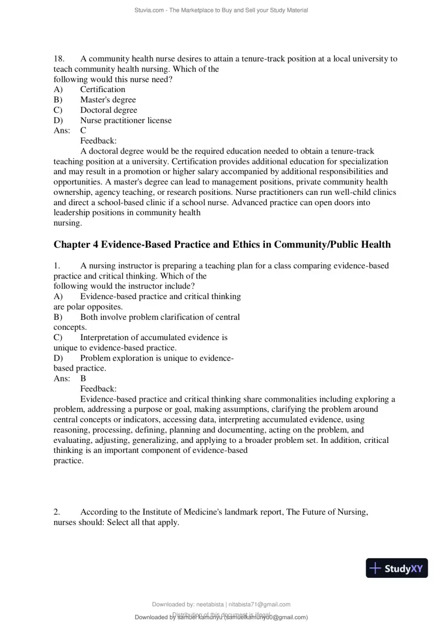 Test Bank for Community and Public Health Nursing, 10th Edition (Chapters 1-30), page 31
