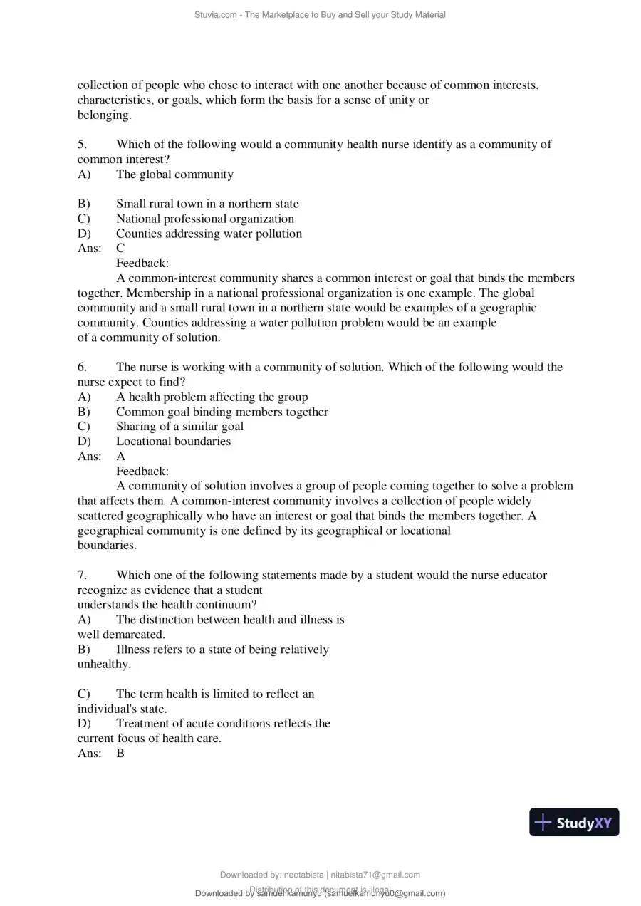 Test Bank for Community and Public Health Nursing, 10th Edition (Chapters 1-30), page 4
