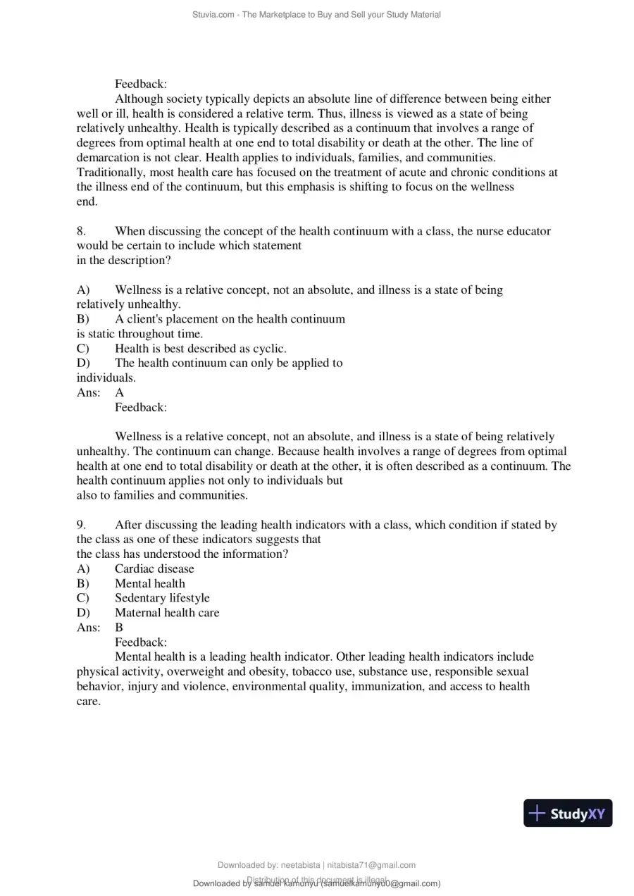 Test Bank for Community and Public Health Nursing, 10th Edition (Chapters 1-30), page 5