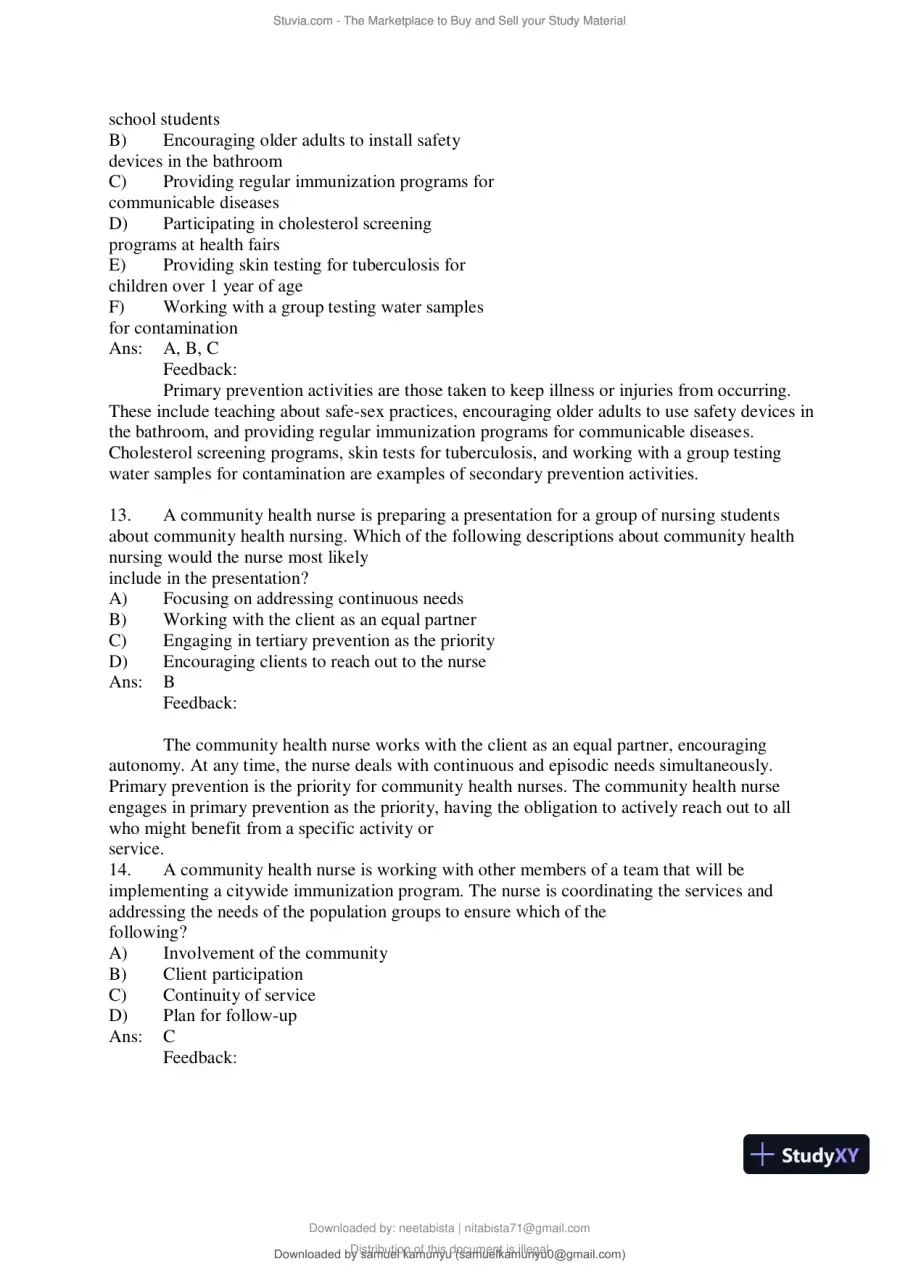 Test Bank for Community and Public Health Nursing, 10th Edition (Chapters 1-30), page 7