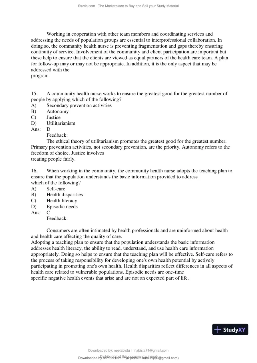 Test Bank for Community and Public Health Nursing, 10th Edition (Chapters 1-30), page 8