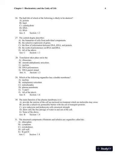 Biochemistry: A Short Course, Second Edition Test Bank - Page 5 preview image