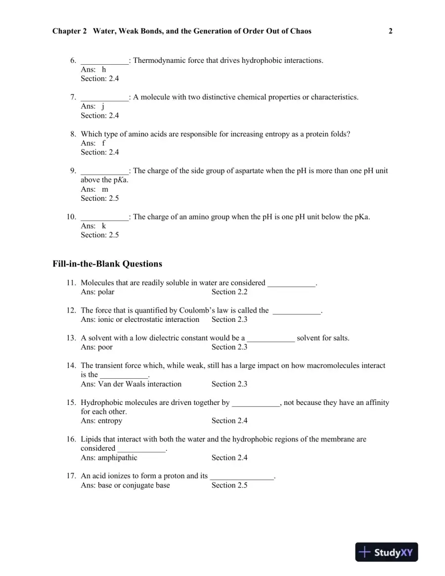 Biochemistry: A Short Course, Second Edition Test Bank, page 9
