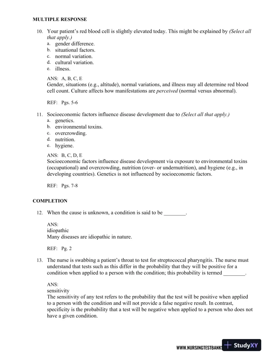 Test Bank For Pathophysiology, 6th Edition, page 5