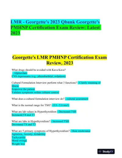 2023 LMR Pharmacology Certification Review Exam With Answers (652 Solved Questions) - Page 1 preview image
