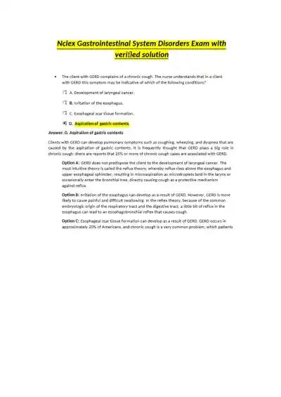 Nclex Gastrointestinal System Disorders Exam - Page 1 preview image