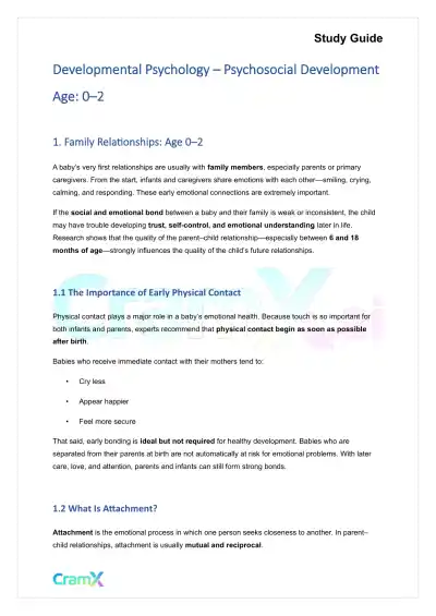 Developmental Psychology - Psychosocial Development Age 0–2 - Page 1 preview image