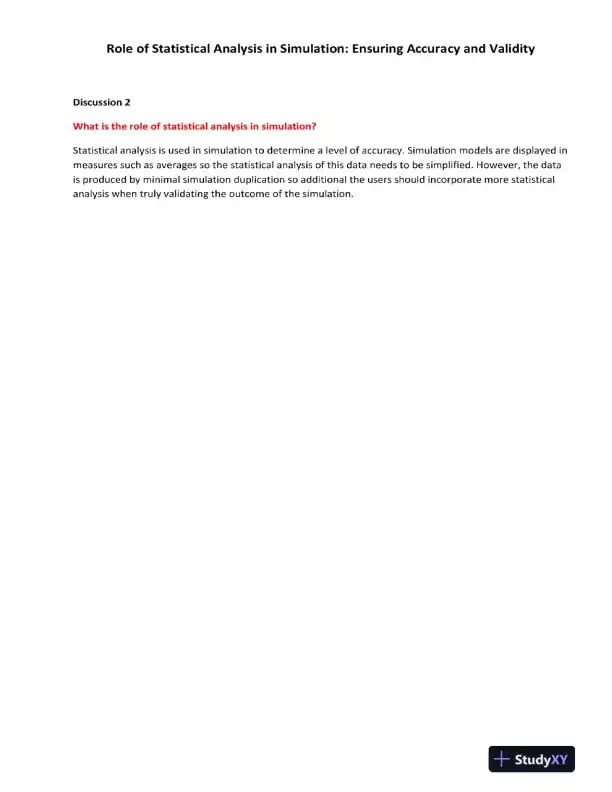 Role of Statistical Analysis in Simulation: Ensuring Accuracy and Validity - Page 1 preview image