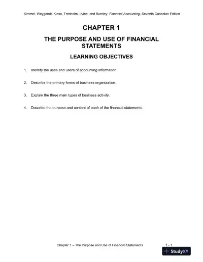 Class Notes for Financial Accounting: Tools for Business Decision-Making, Seventh Canadian Edition - Page 1 preview image