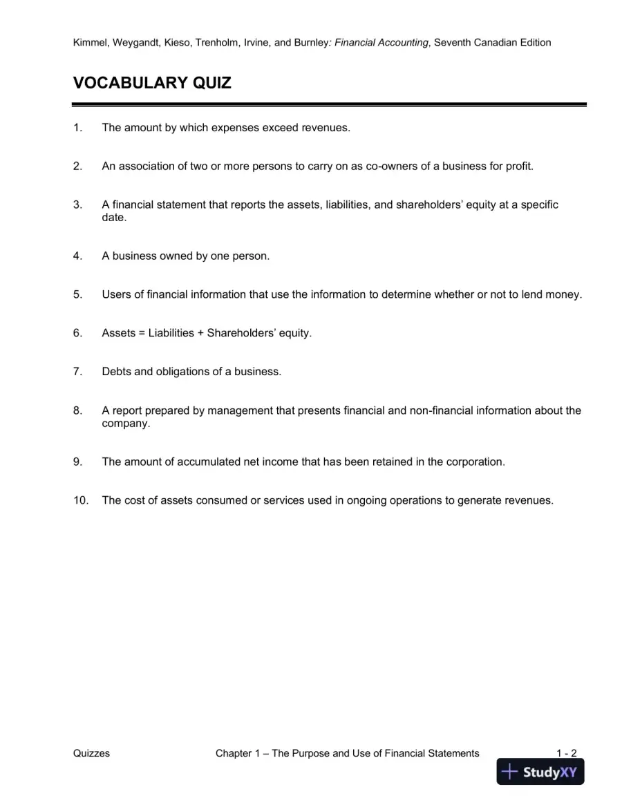 Class Notes for Financial Accounting: Tools for Business Decision-Making, Seventh Canadian Edition, page 10