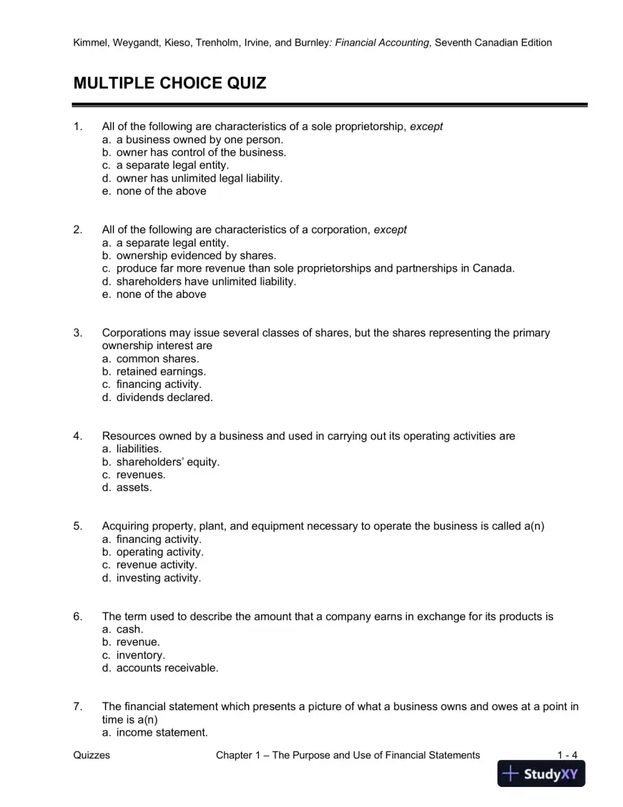 Class Notes for Financial Accounting: Tools for Business Decision-Making, Seventh Canadian Edition, page 12
