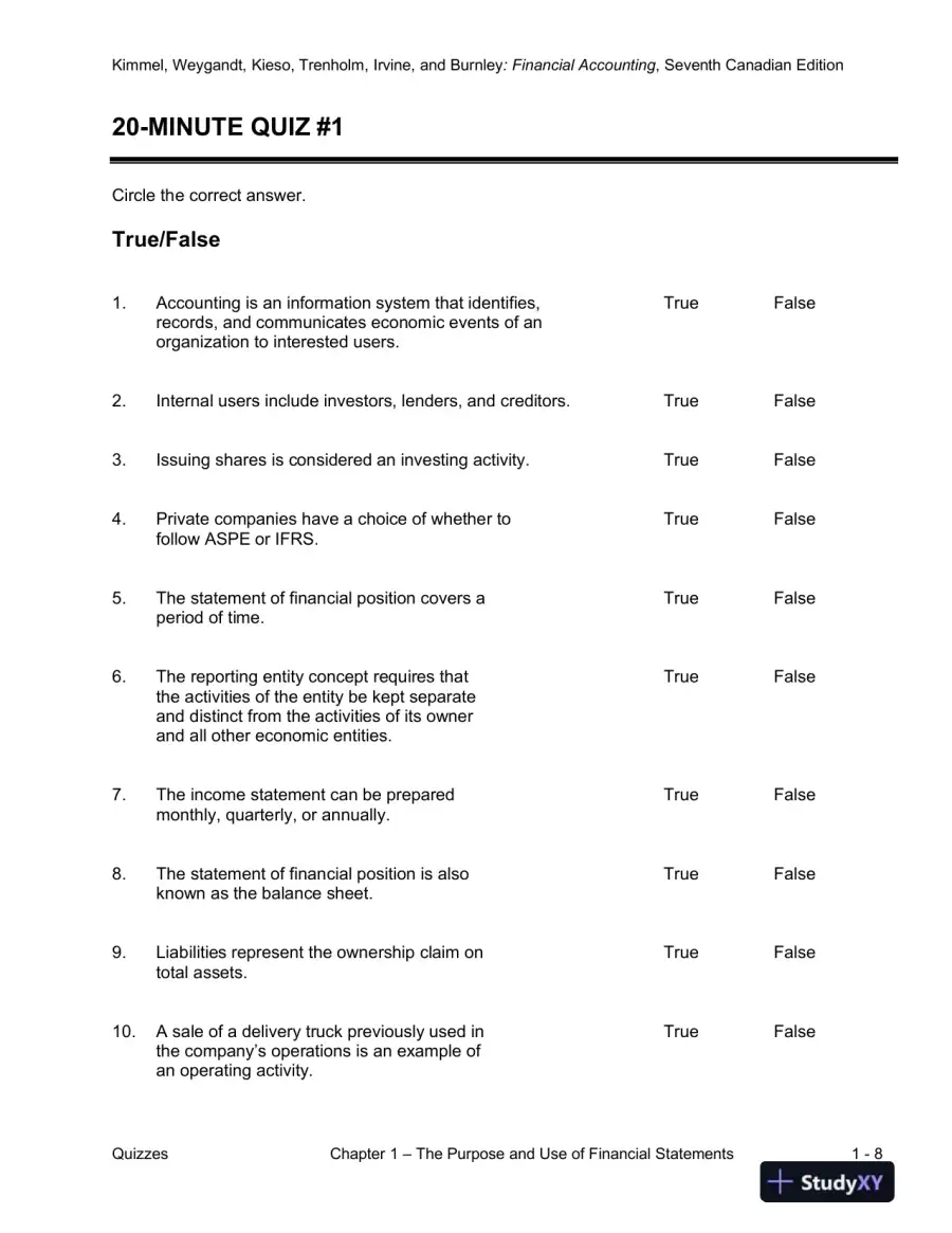 Class Notes for Financial Accounting: Tools for Business Decision-Making, Seventh Canadian Edition, page 16